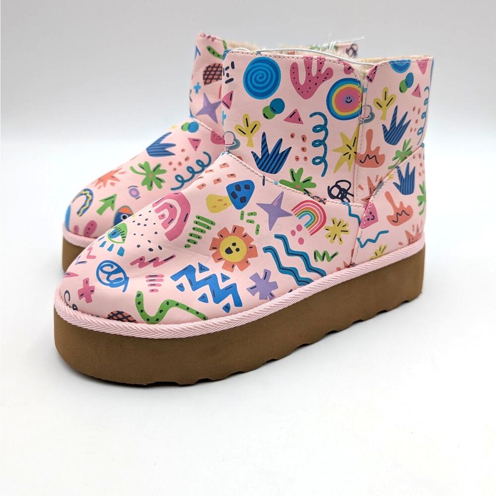 Harper Canyon Ezra Printed Bootie Round Toe Kids' Pink Multi Size US3M EU34